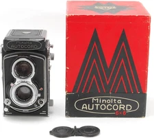 [NEAR MINT-] MINOLTA Autocord 6X6 TLR film camera Rokkor 75mm f3.5 From JAPAN