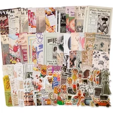  Knaid Vintage Scrapbook Supplies Pack (200 Pieces) For Junk 