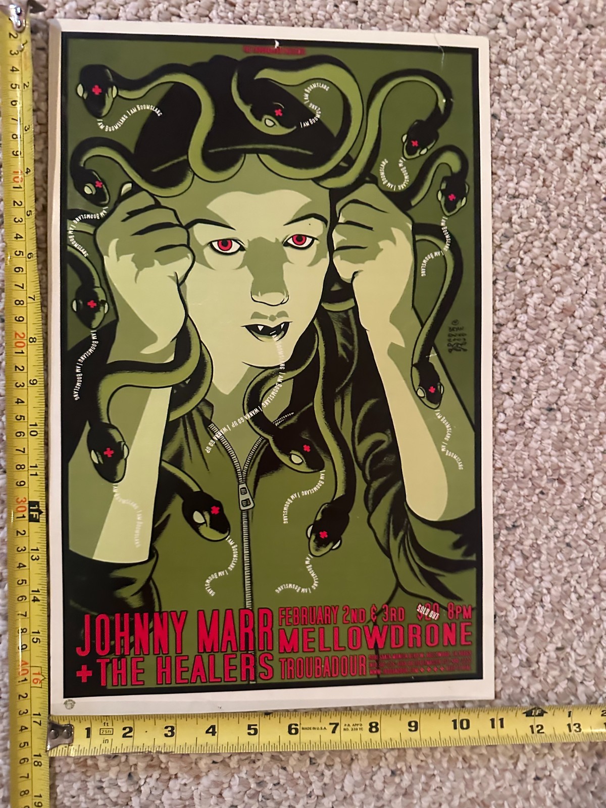 Johnny Marr and the healers 11 by 17 poster 2003