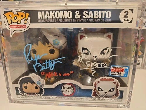 Funko POP! Demon Slayer Makomo Sabito SIGNED Ryan Bartley Max Mittelman JSA MINT