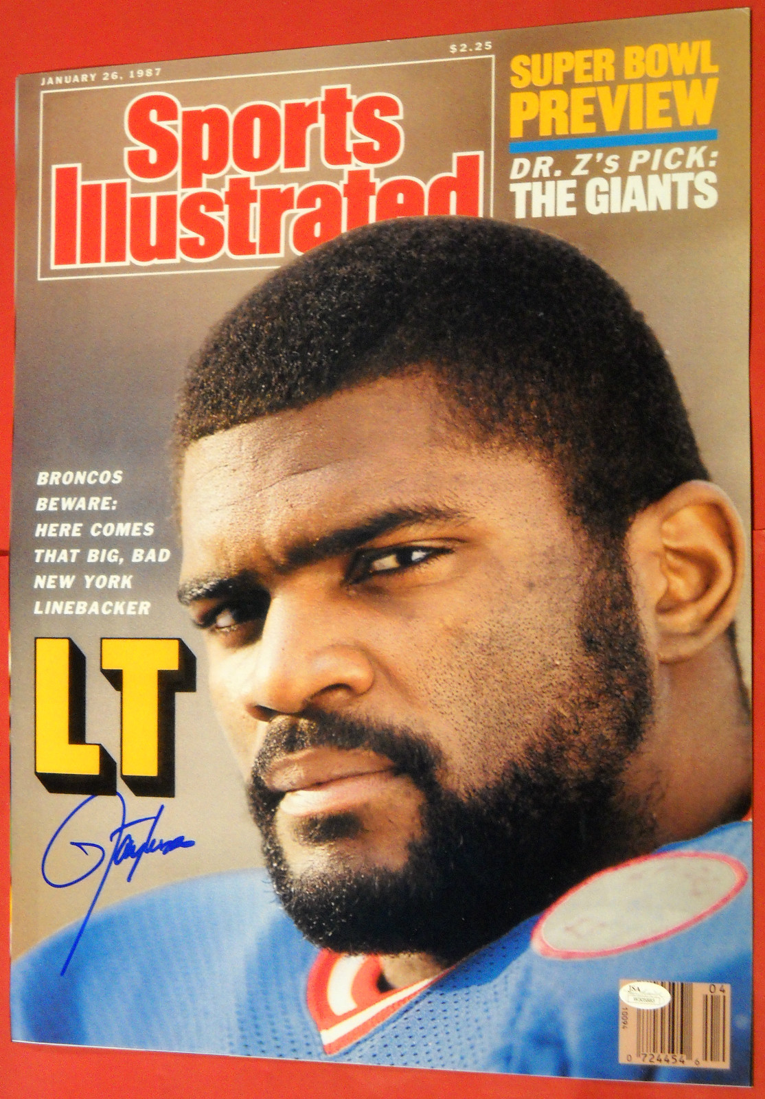 LAWRENCE TAYLOR AUTOGRAPHED NEW YORK GIANTS 16X20 SPORTS ILLUSTRATED PHOTO JSA 