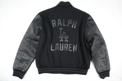 Polo Ralph Lauren Jacket Bomber Leather LA Dodgers MLB Black Ltd