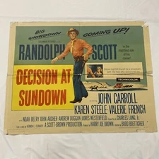 1957 DECISION AT SUNDOWN ORIGINAL 22X28 HALF SHEET MOVIE POSTER RANDOLPH SCOTT