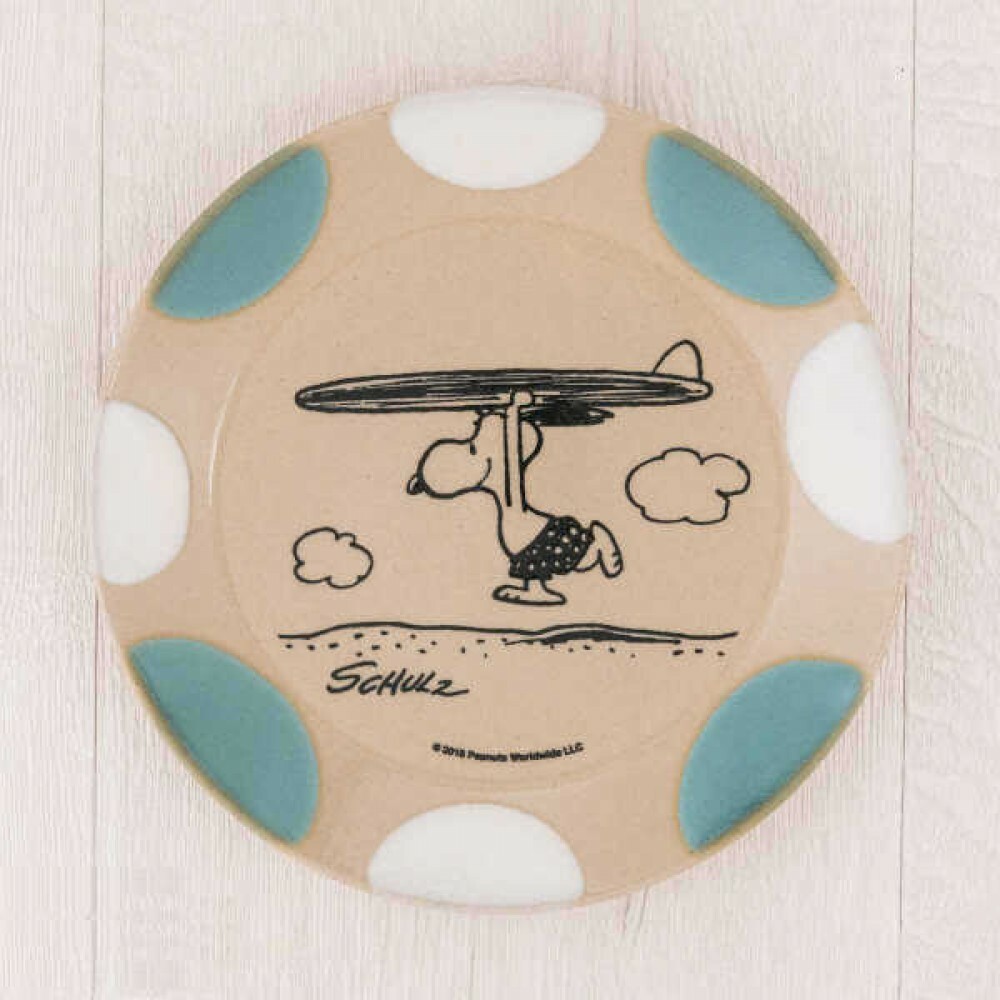Peanuts Snoopy Flat Plate 17cm Surf S Up Japanese Mashiko Ware Japan Trackng For Sale Online Ebay