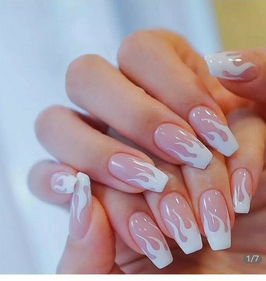 24 Short Coffin Pre Designed Full False Nails New 21 Uk Seller Ebay