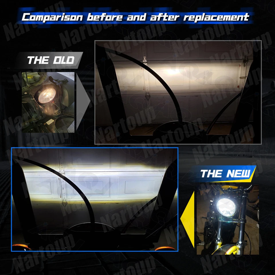 4PCS 5 3/4" 5.75"GLASS LED Headlights Hi-Lo Beam fit Chevrolet Del Ray 1958 100W - Image 3 of 4