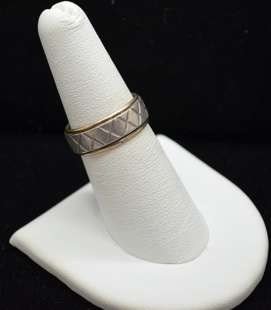 Sterling Silver X Pattern Ring w/ 10K Gold Fill SZ 7.0 #FMW367 | eBay