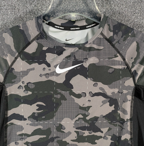 Nike Pro Shirt Youth Boys Large Black Camo Short Sleeve Dri-Fit Paneled - Picture 2 of 14