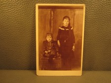 Victorian Antique Cabinet Card Photo of Young Children, Kids, Two Sisters