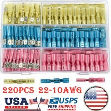 220PCS Assortment Heat Shrink Crimp Spade Terminal Electrical Wire Connector Kit