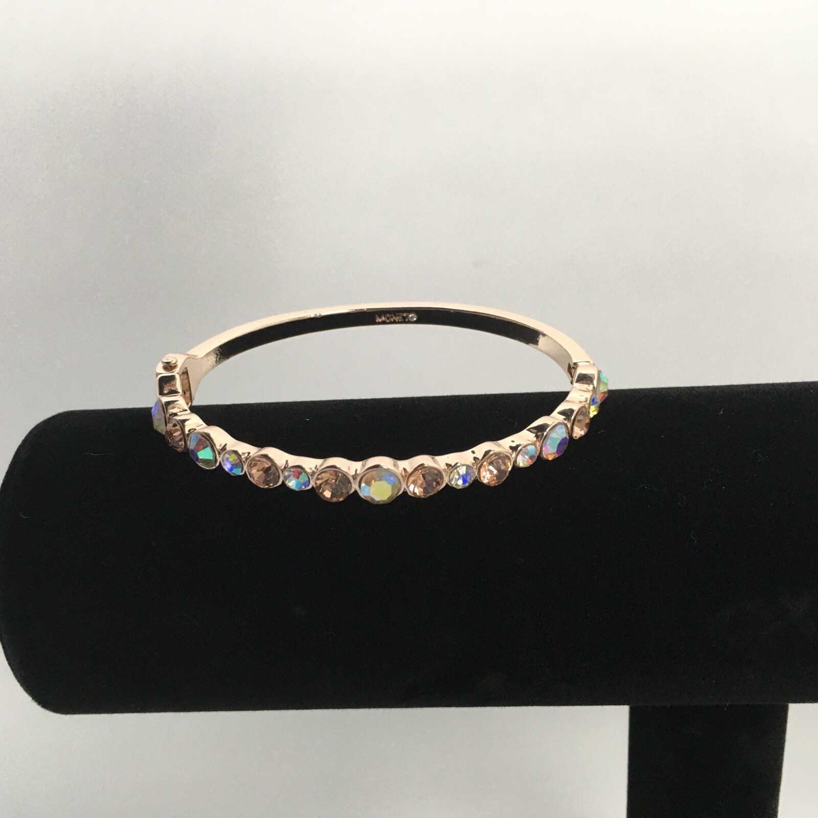 Rose Gold Hinged Bangle Bracelet Gem