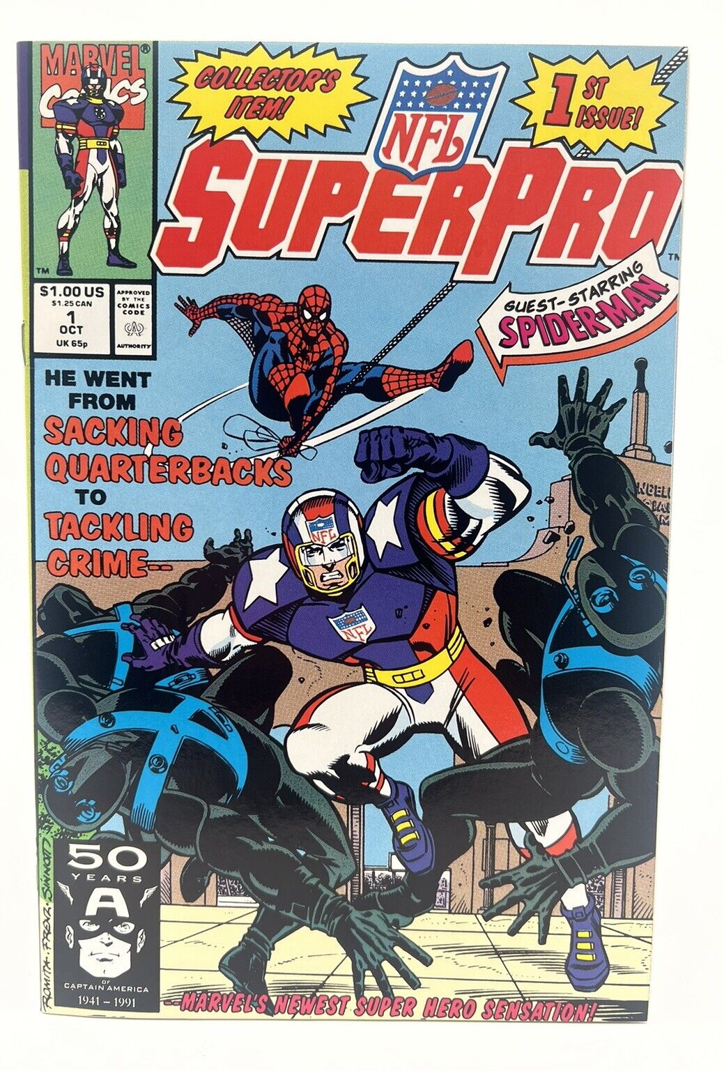 NFL SuperPro #1 1991 Spider-Man (Marvel Comic Books) John Romita