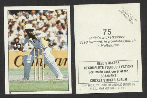 AUSTRALIA 1983 SCANLENS CRICKET STICKERS SERIES 2 - SYED KIRMANI (INDIA) # 75 - Foto 1 di 1