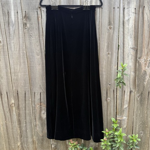 Kay Unger Black Velvet Lines A Skirt New York Women's 10 Maxi Vintage Silk/Rayon - Picture 2 of 9