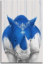 Blue Rhino Wall Art Bathroom Decor Picture Canvas Posters Print Modern Artwork C