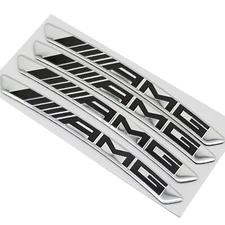 4PCS Chrome Black  AMG Sticker Decal For AMG Wheel Wheels Rim Emblem Badge Sport