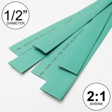 1/2" ID Green Heat Shrink Tube 2:1 ratio 0.5" wrap 6x9" 4ft inch/feet/to 13mm