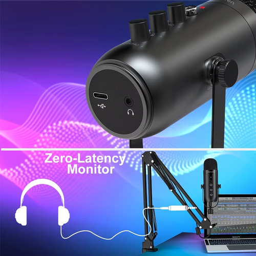 USB Streaming Podcast PC Microphone Studio Cardioid Condenser Live Mic Kit UK - Picture 3 of 8