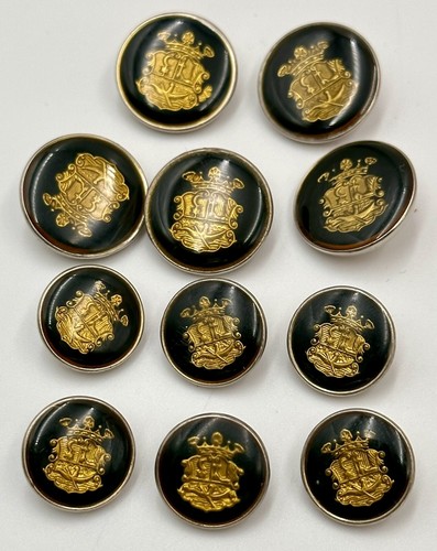 ITALIAN REPLACEMENT BUTTONS BLACK GOLD COAT OF ARMS CROWN GONDOLA JACKET BLAZER - Picture 5 of 6