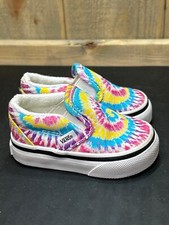 Vans Toddler 2.0 Slip-On Shoes Tie-Dye Canvas Multicolor Spiral Infant Sneakers