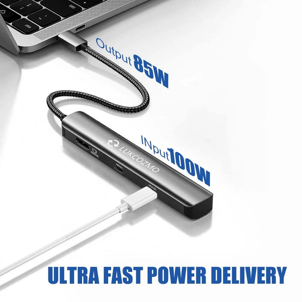 USB Hub 3.0, 7 in 1 USB Hub with 1000M Ethernet, 4K HDMI, 2 USB3.0, 100W PD, ...