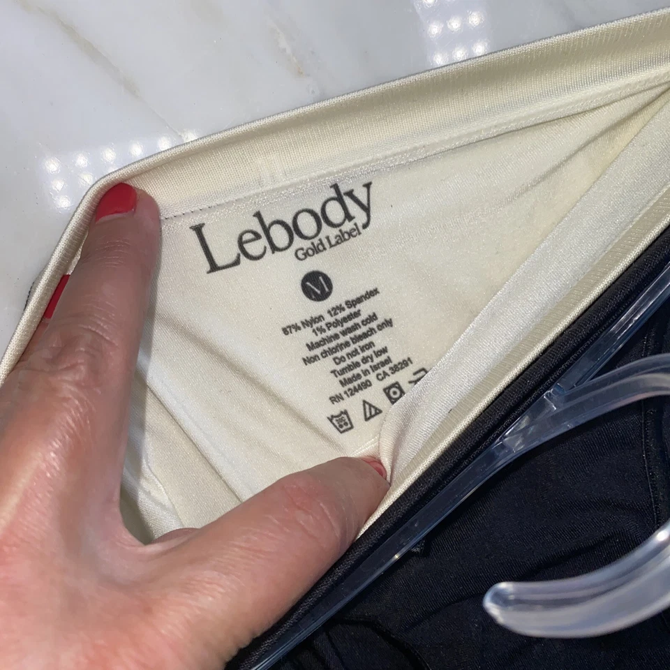 Nuevo Bikini Y2K Vintage Lebody Etiqueta Dorada Blanco Negro x2 M Elastizado Espalda Completa Foto 3 de 4