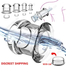 Men Anal Sex Spreader Clear Hollow Silicone Butt Plug Comfort Deep Access Tunnel