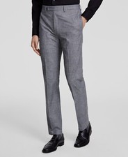 Calvin Klein Men's Gray Paid Slim-Fit Performance Dress Pants Size 34W 32L