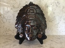 Arnel's Pottery Ceramic Indigenous South American Head Wall Art  7.5"w x 9" tall