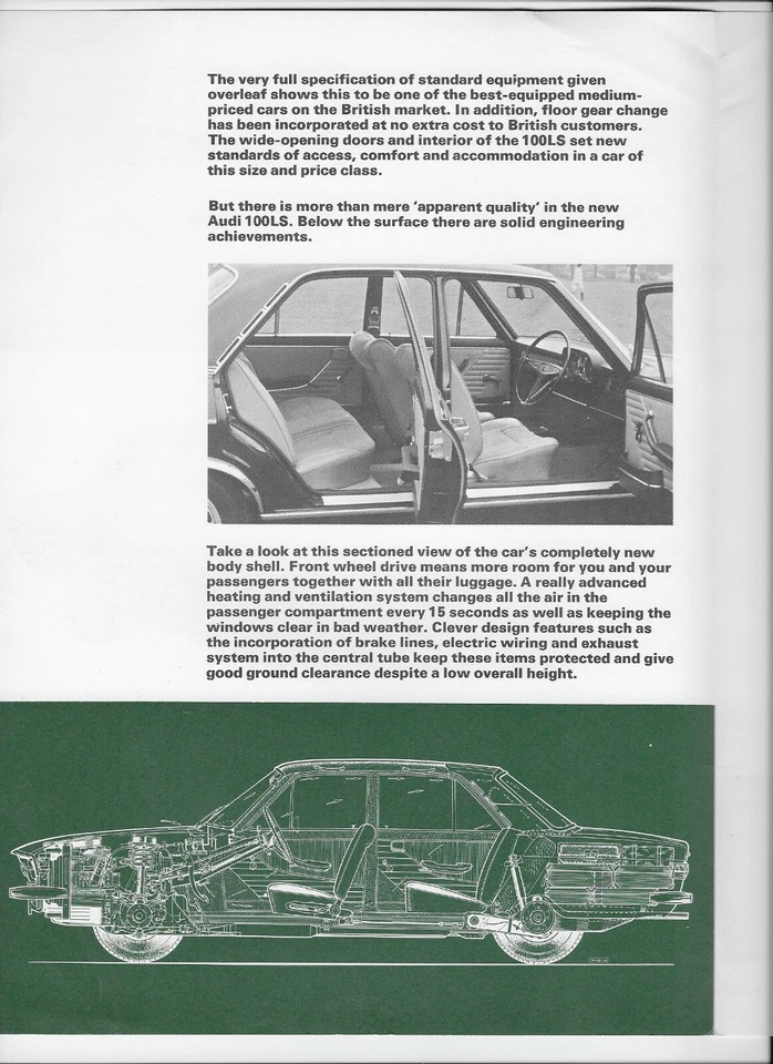 1969 Audi 100 LS car brochure + Audi price list, dated October 1969 - Image 2 of 4