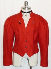 Red ~ Cotton Linen Women German Austria Summer Dress Skirt Suit Jacket / 40 10 M