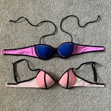 Victoria's Secret Set 2 Swim Bikini Tops The Fabulous Flirt Bandeau Womens 32B