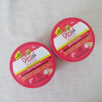 New Yes to Grapefruit Brightening Glow-Boosting Acid Pads (2 pack = 24 pads)