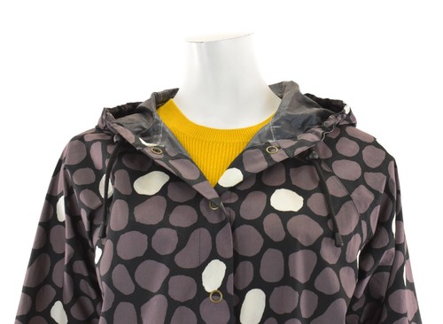 GUDRUN SJODEN Women's Raincoat Jacket Hooded Snaps Loose Fit Gray Size S - Picture 6 of 12