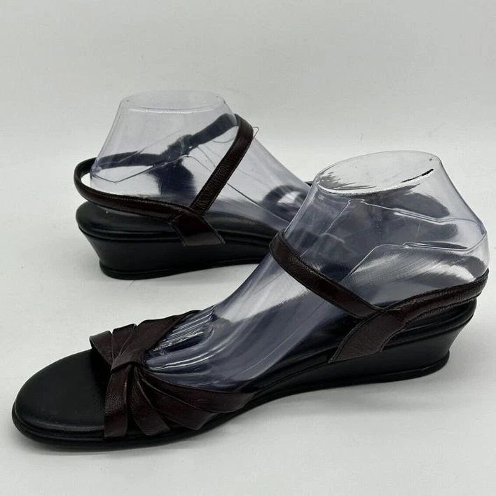 Sandalias de cuña de charol con correa de cuarto de tiras SAS para mujer 12S marrón damas Foto 3 de 4