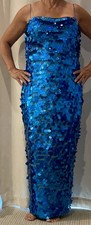 Blue Sequin Mermaid Costume Party Dress-Sz XL