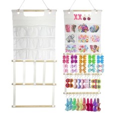 Headband Holder Organizer, Hair Accessories Storage with 9 Net Pockets, Wall