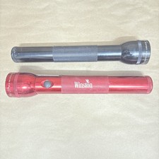 Mag-lite Flashlight 12" Long Maglite 3 D Cell Batteries Red and Black, Tested