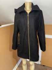 Michael Kors Women  s Black Wool Blend Pea Coat w Hood Sz Medium