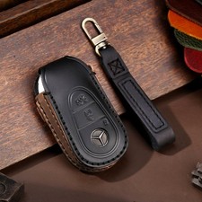 Leder H&uuml;lle f&uuml;r Mercedes Autoschl&uuml;ssel Braun Key Fob Cover + Karabiner Tasche
