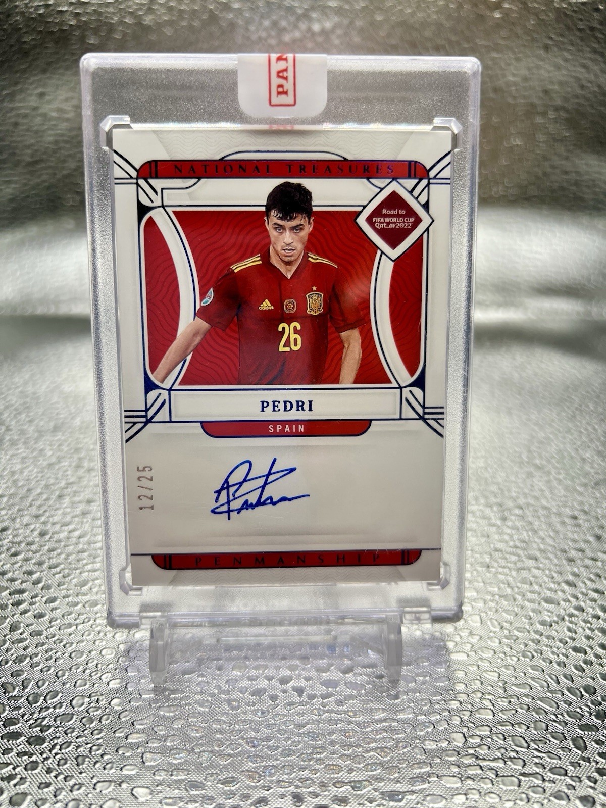 2022 National Treasures Road to FIFA World Cup Pedri Sapphire Encased Auto /25