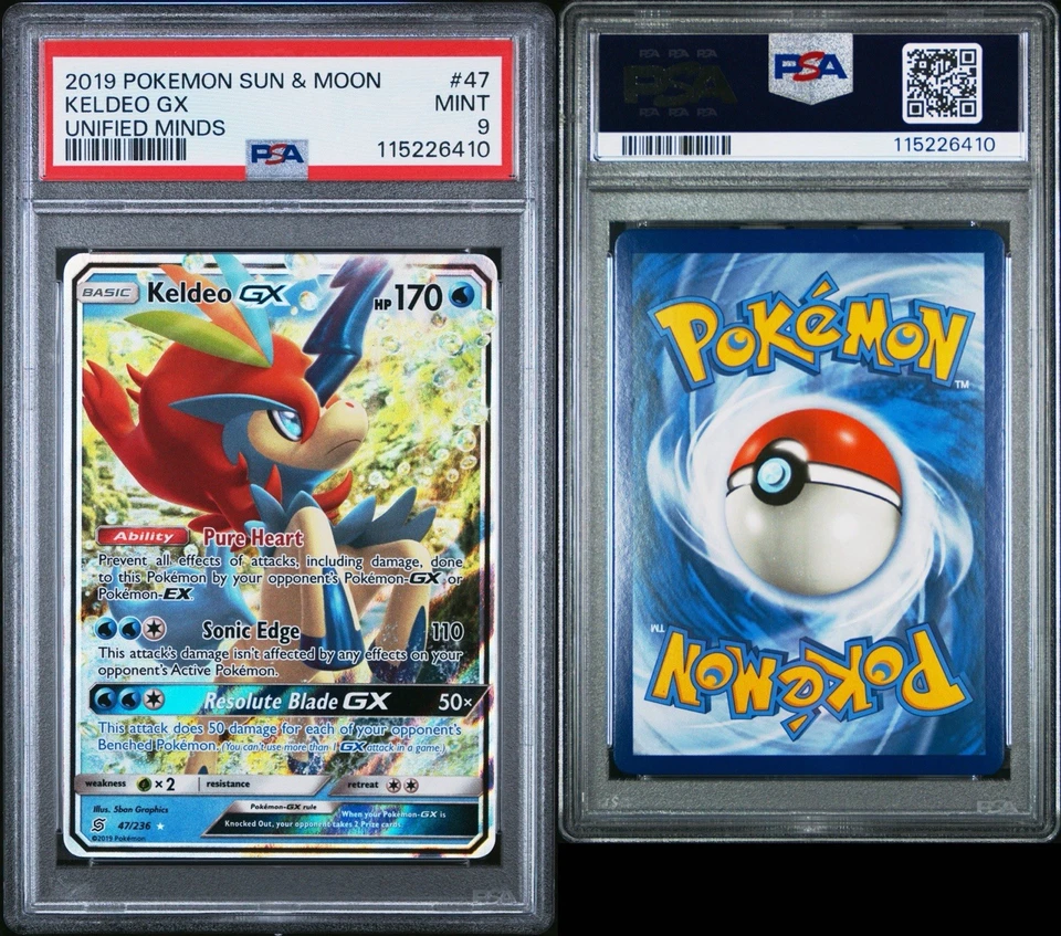 2019 POKEMON SUN & MOON UNIFIED MINDS #47 KELDEO GX PSA 9 MINT - Image 3 of 3