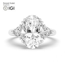 Oval Diamond Trilogy Ring 18k White Gold Labgrown 6 Ct Solitaire