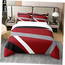 Red and Gray Black 100 Cotton Duvet Cover Set Size Kids Modern King Multi 06
