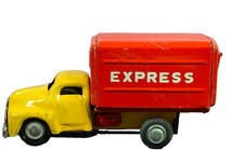 Truck Japan Tin Friction 1950s Red Yellow Tested Words Vintage