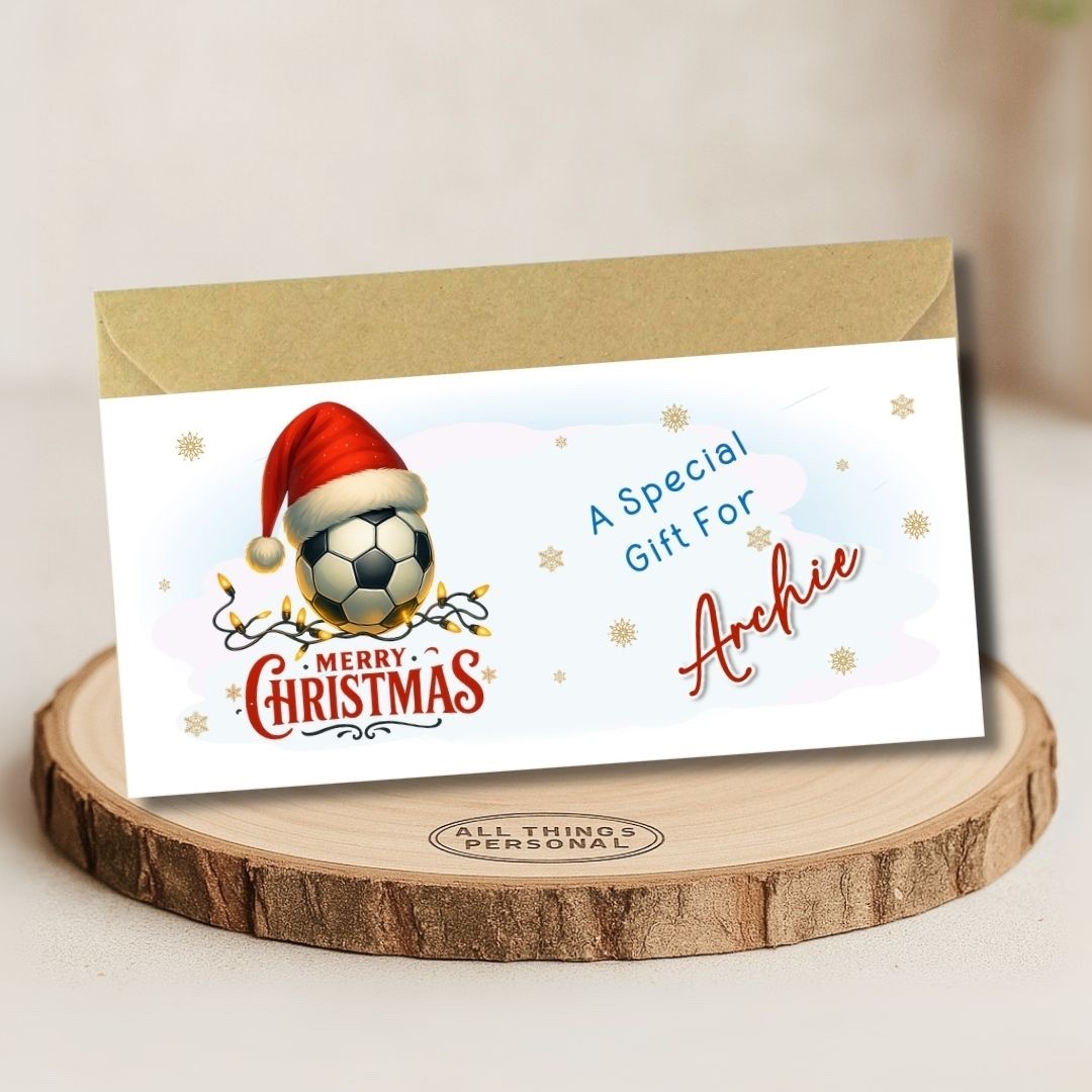 Personalised Christmas Money Wallet with Envelope Football Gift Holder Voucher