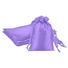 3 Pcs 4 x 6 Inch Satin Bags with Drawstring, Drawstring Gift Bags Light Purple