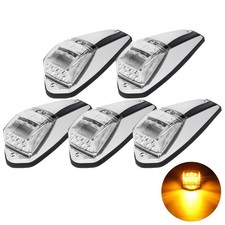 5x 17 Led Amber Cab Marker Roof Running Top Lights Chrome Assembly 12v