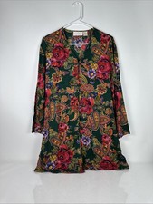 Vintage Victoria Secret Paisley Floral Button Kimono Robe 100 Silk Size Small