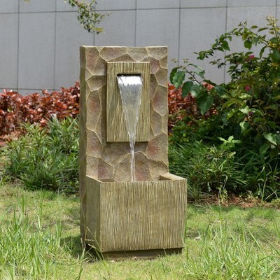 Teamson Home Spa Waterfall Outdoor Water Fountain LED Light with Adjustable Flow